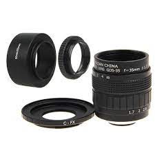 Fujian 35mm F1 7 Cctv Movie Lens C Fx Mount Ring Lens Hood Macro Ring For Fuji Fujifilm X A2 X T1 X T2 X T10 X E1 X E2 X Pr Lens Hoods Cheap Camera Lenses Lens