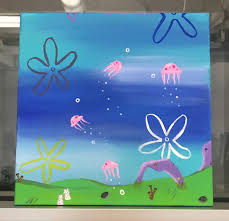 Jellyfish Fields From Spongebob Mini Canvas Art Canvas Painting Diy Diy Art Painting