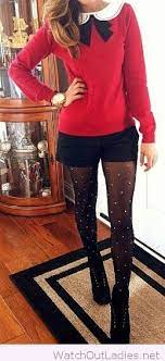 Red Sweater And Black Shorts Trendy Party Outfits Fashion Casual Party Outfit