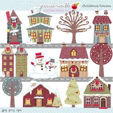 Christmas Houses Cute Digital Clipart Commercial Use Ok Etsy Christmas Graphics Christmas Home Christmas Clipart