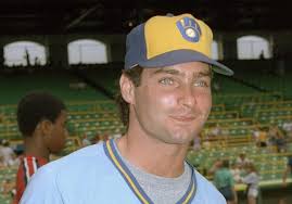 Paul Molitor (front), left to right: Gorman Thomas, Jim Slaton, Dick Davis,  George Bamberger & Buck Martinez.