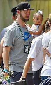 They're on the practice court now. Serena S 10 Month Old Daughter Watches Her Mother Practicing Venus And Serena Williams Serena Williams Tennis Serena Williams Husband