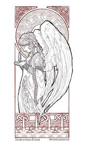 Some More Art Nouveau Inspired Stuff Just Need To Get It Out Of My System I Would Be Glad If Som Angel Coloring Pages Art Nouveau Illustration Coloring Books