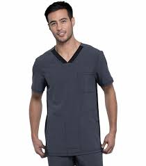 cherokee infinity mens color block v neck scrub top ck639a