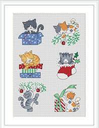 Aida 14, cream 114w x 94h stitches size(s): Christmas Kittens Cross Stitch Pattern Christmas Cross Stitch Card Design Pdf Cro Cross Stitch Patterns Christmas Cross Stitch Christmas Cards Cross Stitch