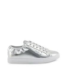 Details About Trussardi Jeans 79a00232 Womens Shoes Laminated Leather Sneakers Ruffles Silver