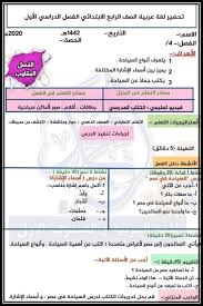 نموذج تحضير اللغة العربية للعام الدراسي الجديد