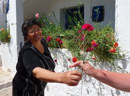 Woman And Carnation Naxos Island Greece Women