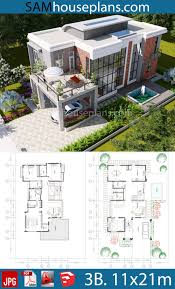 Posted by kerala home design at 2:00 pm. House Plans 11 5x21 1m With 3 Bedrooms House Plans S Architecture Model House Modern Villa Design Sims House Plans