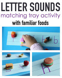 Is your child working on learning the sounds letters make to distinguish what alphabet letter a word starts with? Letter Sounds Tray Activity With Familiar Foods No Time For Flash Cards