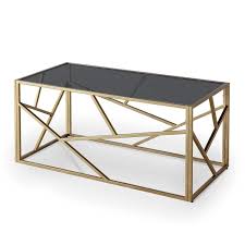 Table basse firenze / zeos, chene miel 122 cm. Table Basse Design En Verre Noir Et Metal Dore Rectangulaire Solal