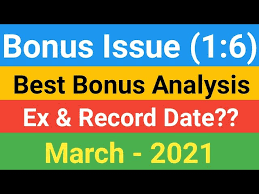 These are shares issued as a gift to the existing shareholders depending on the number of shares held by them. Bonus Share Announced 1 6 Ratio Ex Record Date March Bonus Best Bonus Issue Analysis Youtube