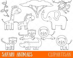 Woodland Animals Digital Stamp Line Art Eps Vector Graphics Coloring Page In 2020 Animal Clipart Safari Baby Animals Safari Animals