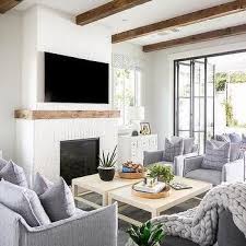 Gray Accent Chairs With Cream Fabric Wrapped Coffee Table Transitional Living Room Transitional Living Rooms Stylish Living Room U Shaped Living Room