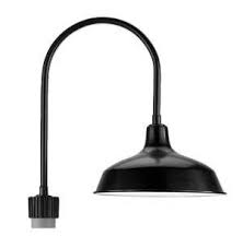 Different types of lighting often have different warranties. Primelite Led 16 Rlm Warehouse Shade Gooseneck Post Mount Light 12w 3000k Or 4000k Multiple Finishes 23 16 1862 Led12 3k White Warehouse Lighting Com