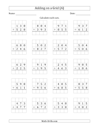 The Adding 3 Digit Plus 3 Digit Numbers On A Grid A Math Worksheet From The Addi 2nd Grade Math Worksheets 3rd Grade Math Worksheets Math Practice Worksheets