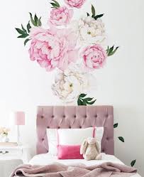Peony Flowers Wall Stickers Vivid Pink Peonies Wall Stickers Flower Wall Decals Decor Flower Wall Stickers