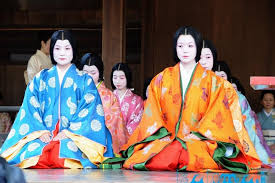 Women Dressed In Junihitoe For The New Years Celebrations Japanese Kimono Heian Era Womens Dresses