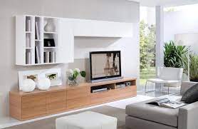 Luxury Modern Living Room Tv Wall Unit In Cream White With Grey Walls And Grey Sofa Set Plus Grey Rug Haus Wohnzimmer Moderne Wohnzimmerideen Wohnzimmer Design