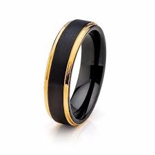 6mm Black With Yellow Gold Tungsten Mens Wedding Band Mens Wedding Bands Black Tungsten Wedding Bands Mens Wedding Bands Tungsten