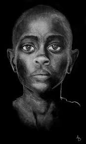 Portrait study of a photograph by Paul Mobley done in chalk