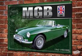 Metal plate deco MG MGB Roadster British green | Etsy