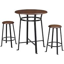 Round Table Stools Set Of 3 Metal Pub Footrest Bar Seats Indoor Chairs Bench 118 00end Date Feb 11 Pub Table Sets Solid Wood Dining Set 3 Piece Dining Set