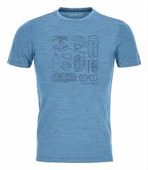 Ortovox 120 Cool Tec Puzzle Merino Wool T Shirt L Blue Sea