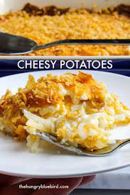 Cheesy Potatoes Hash Brown Casserole The Hungry Bluebird Recipe Cheesy Potatoes Potato Side Dishes Cheesy Potatoes With Hashbrowns
