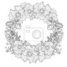 Gratis malvorlage blumenkranz 3 in beliebt09 diverse malvorlagen zum ausdrucken . Vector Jahrgang Runder Rahmen Mit Blumen Blumenkranz Schwarz Leinwandbilder Bilder Schone Kranz Und Myloview De