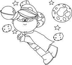 Black And White Superhero Clipart Black And White Superhero Girl Flying In Space In Space Doodle People Girl Superhero Superhero