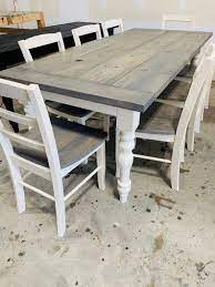 7ft Rustic Farmhouse Table With Turned Legs Chair Set Classic Etsy Rustic Farmhouse Table Farmhouse Dining Room Table Dining Table In Kitchen