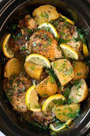 Here is another absolutely amazing and simple crock pot chicken recipe. Greek Slow Cooker Lemon Chicken And Potatoes Cooking Classy
