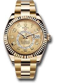 The sky dweller got itself a handsome 42mm case with various shimmering colors of yellow gold, white gold, everose gold with bracelets of oyestersteel. Rolex Sky Dweller Yellow Gold Oyster Bracelet Watches