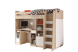 Farben grau, brombeere und weiss. Hochbett Enri 90 200 Cm Inkl Kleiderschrank Regal Schreibtisch Lattenrostplatte Sonoma Eiche Weiss Kindermoebel 24