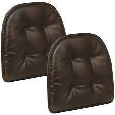 gripper non slip 15 x16 faux leather tufted chair cushions set of 2 walmart com tufted chair leather chair cushions tufted chair cushion