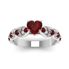 Heart Diamond Flower Ring In 14k White Gold Colored Engagement Rings Ruby Engagement Ring Unique Engagement Rings