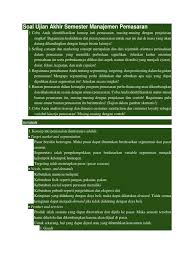 Bagaimanakah cara membuat strategi pemasaran? Soal Ujian Akhir Semester Manajemen Pemasaran