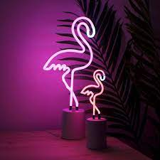Pink neon flamingo vector light sign illustration. Flamingo Neon Light Flaminglow Neon Lighting Flamingo Lights Neon
