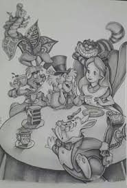 Black Alice In Wonderland Drawing Pin By Shannon Stokey On Colouring Therapy Alice And Wonderland Tattoos Alice In Wonderland Drawings Wonderland Tattoo