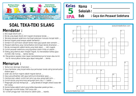 Soal Teka Teki Silang Tts Sd Kelas 5 Bab 5 Gaya Dan Pesawat Sederhana Bimbel Brilian