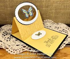 Check out my tip of the week videos where i demonstrate handy hints that will save you time and money when card making. Floating Easel Technique Card Made With Stampin Up S Botanical Butterfly Designer Paper Create With Terri Gaines