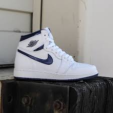Air Jordan 1 Retro High Og Bg Big Kids White Midnight Navy Sneakers Nike Shoes Jordans Air Jordans