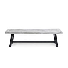 Whether you're looking to fit a few extra friends around your patio dining table, or you want a quiet place to sit and sip your morning coffee, this industrial bench is the perfect pick for your outdoor space. Cassie Outdoor Acacia Wood Dining Bench Light Grey Sandblast Finish And Black Rustic Metal Walmart Com Walmart Com
