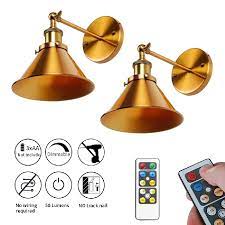 This beautiful battery operated wall sconce hangs as easily as a picture. Nunulamp 2 Pack Led Battery Operated Wall Sconces Golden Copper Plating Wireless Wall Sconce Light Fixture For Rental House And Renovation Nunu Lamp Online Shopping