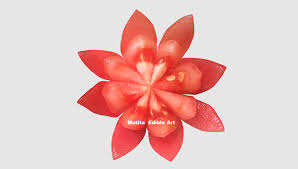 Tomato Lotus Flower Simple Carving Fruit And Vegetable Carving Vegetable Carving Edible Art