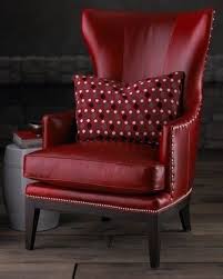 I Love This Color As Well As The Style Of The Chair Horchow Houzz Com Red Leather Chair Traditional Chairs Wing Chair