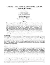 The federal constitution allocates nearly all important Pdf Malaysian Local Government Involvement In Sport And Recreation Provision Omar Fauzee Mohd Sofian Academia Edu