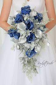 Silver Davids Bridal Wedding Flowers Glitter Calla Lilies Blue Roses Hydrangea Horiz Blue Wedding Bouquet Diy Wedding Bouquet Fake Flowers Blue Wedding Flowers