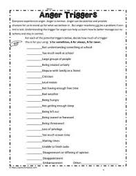 what triggers your anger worksheets